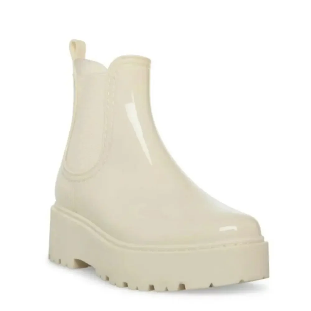STEVE MADDEN Sahara Rain Boot Bone White Platform Pull On Waterproof Women's 9